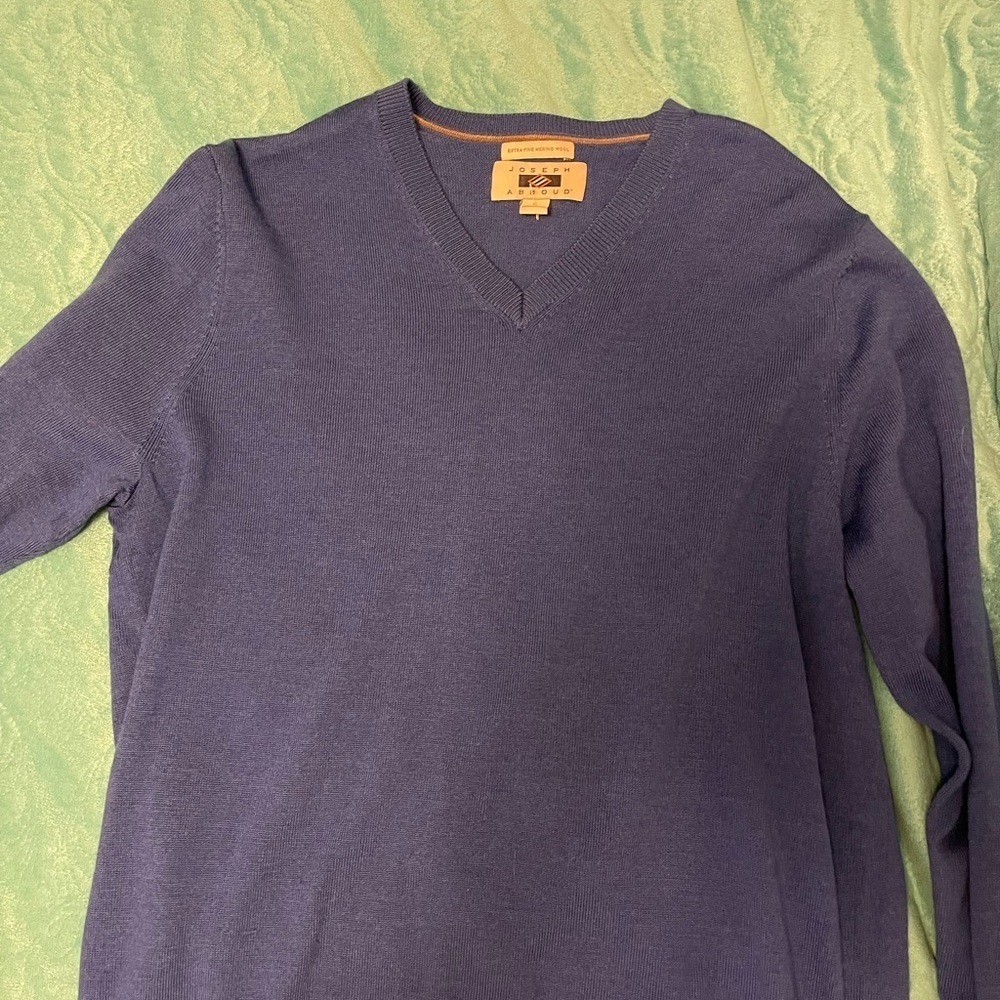 Joseph ABBOUD 100% FINE MERINO WOOL‎ Sweater men’s Size XL Blue pullover V Neck